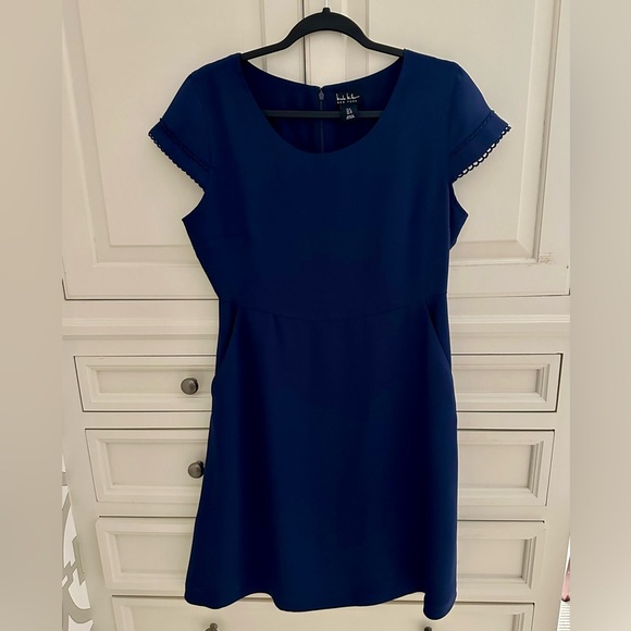 Nicole Miller Navy Midi dress with pockets - Picture 1 of 5